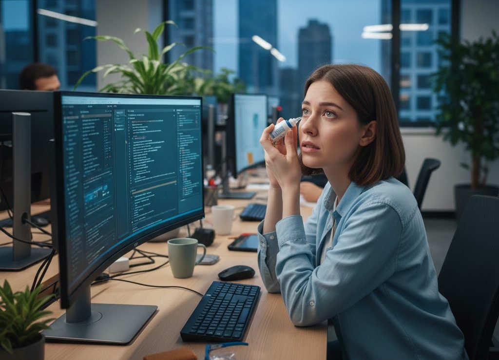 Làm việc nhiều với máy tính, có nên nhỏ thuốc mắt hằng ngày?